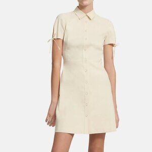 𝅺THEORY | Tied-Sleeve Button-Down Dress in white Linen blend White Size  6